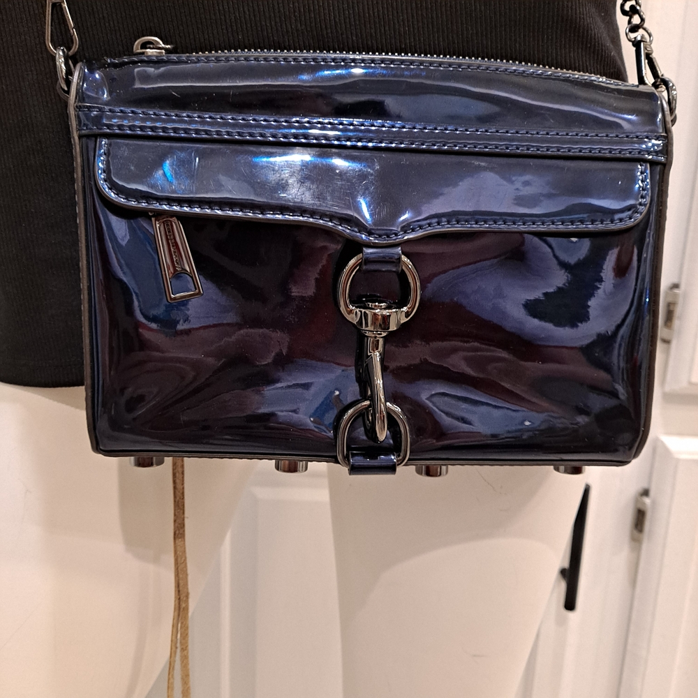 Rebecca Minkoff Glossy Navy Patent Leather Crossbody Bag